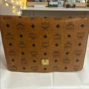 MCM Tan Leather Messenger Bag